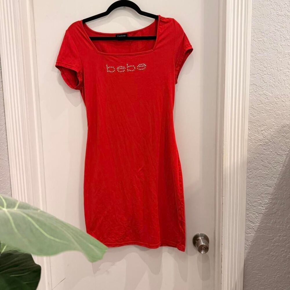 bebe | Rhinestone Logo Mini Dress | Y2K Aesthetic